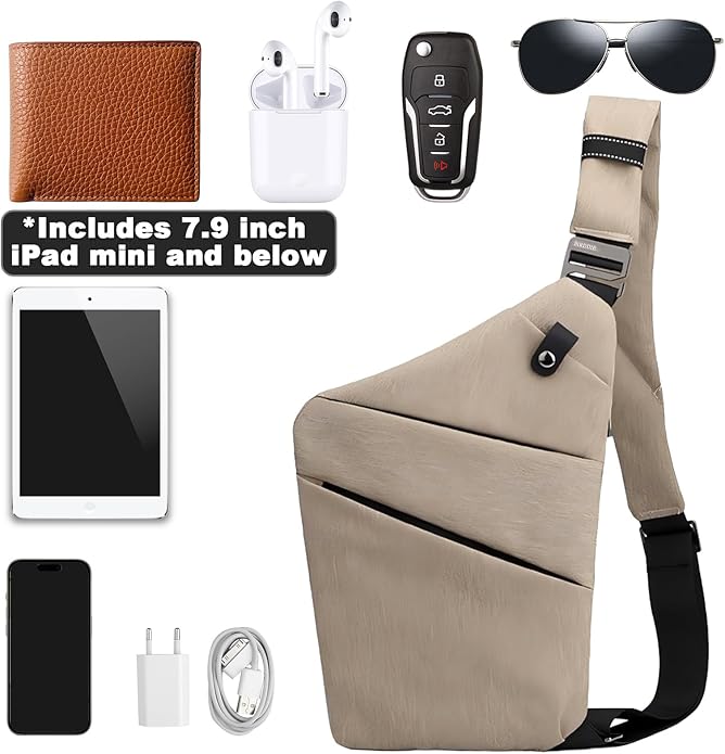 Anti Theft Travel Bag, One Shoulder Large Capacity Cross-body Bag Chest Fashion Lightweight Sling Bags for Travel Sports