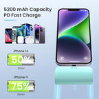 Mini Portable Charger Power Bank for iPhone,5200mAh Portable Phone Charger, Ultra-Compact PD Fast Charging Battery Pack Compatible with iPhone 14/14 Plus/Pro Max/13/12/12 Mini/11/XS/XR/X/8/7/6/6s