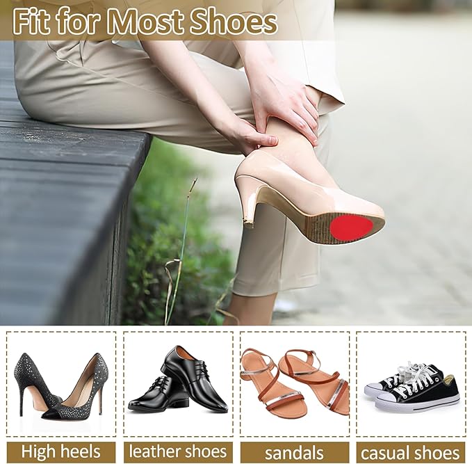 PEASUG 24Pcs Anti Slip Shoe Grips on Bottom of Shoes, Premium Self Adhesive Non Slip Shoe Pads Soles Protector, Rubber Non-Skid Shoes Gummies for Heels, Red