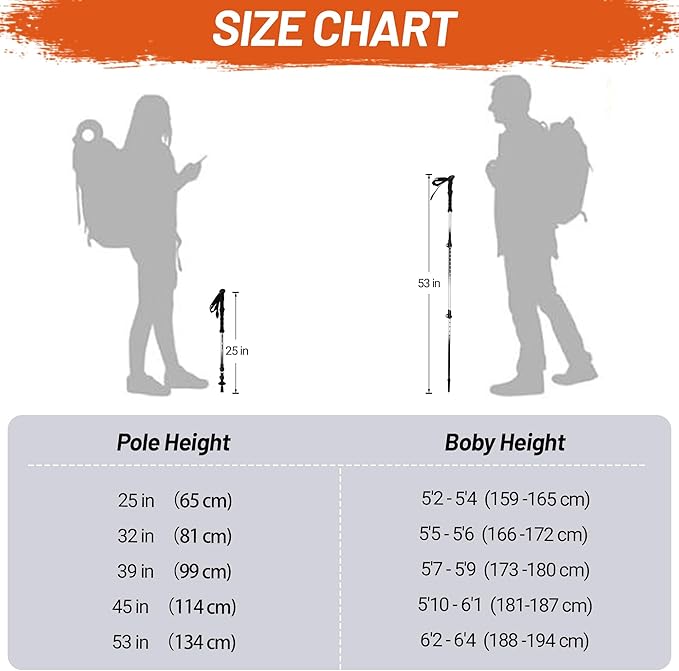 Trekking Poles Collapsible Hiking Poles - Trekking Sticks with Quick Lock System Lightweight for Hiking, Camping