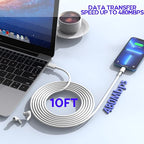 10Foot Fast iPhone Charging Cable,3-Pack Super Fast i Phone Charger USB C Charging Block Wall Charger PD Adapter with 10FT Type C to Lightning Cable Cord for iPhone 14/13/12/11ProMax/XS Max/XS/XR/8/SE