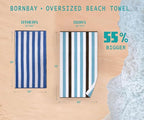 Bornbay Cotton Oversized Beach Towel - Extra Large 40"X70" Big Cute Thick Pool Towel, XL Stitch Beach Towels Striped Blue Brown Swimming Towel for Adults Mens Women
