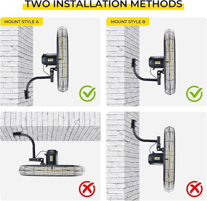 FUGOO 20'' Outdoor Quiet Oscillating Wall Fan With All Sealed Brushless DC Motor,4-Speed Waterproof Outdoor Fan, Heavy Duty Industrial Wall Mount Fans for House,Patios,Commercial,Garage,4000CFM