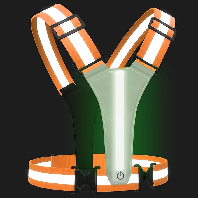 LED Reflective Vest Running Gear, 5 Colors Lights Up Running Vest for Night Walking Cycling Jogging, Adjustable Size for Men Women Kids, Rechargeable and High Visible