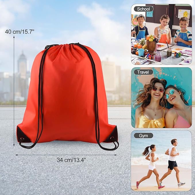 PLULON 2Pcs Drawstring Bags Bulk Drawstring Backpack Red Black String Backpack Cinch Sack Sport Gym Backpack Bags for Yoga Traveling Outdoor Sports