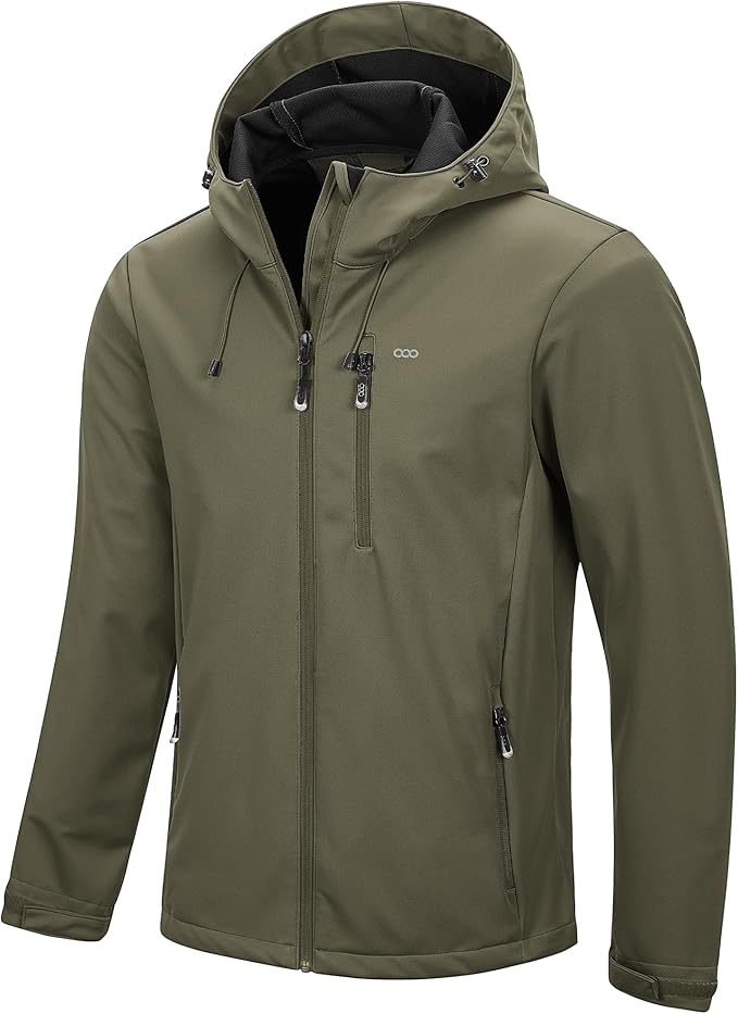 33,000ft Men's Softshell Jacket with Hood Waterproof Windbreaker Lightweight Rain Shell Jacket for Outdoor Hiking Travel