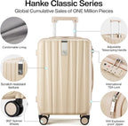 Hanke Luggage Sets 3 piece Carry On Luggage with Wheels PC Hard Shell Suitcases Lightweight Checked Travel Luggage Large Travel Suitcase Woman Men 20/24/29 Inch(Cuba Sand)