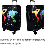 WUJIAONIAO Travel Luggage Cover Baggage Suitcase Cover Protector Skins 18-32 Inch (map, S (for 18-20 inch luggage))