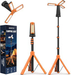Rechargeable Camping Light with Stand, 15000 mAh Cordless Work Light with 3 LED Lamp Heads, 5500 Lumens Dimmable Camping Essentials Gear Emergency Flashlight with 86" Detachable Tripod, Orange