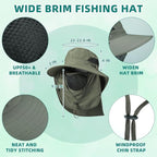 Cuffbow 3 Pcs Sun Hat for Men Women with Neck Flap Breathable Wide Brim Bucket Hat UV Protection UPF 50+ Fishing Hiking