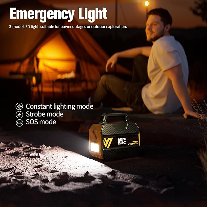 VTOMAN FlashSpeed 300 Portable Power Station 300W, 230Wh Solar Generator with LiFePO4 Battery Pack, 3000 Cycles, PD 100W USB-C, 6 Outlets for Outdoor Camping, RV, Off-grid, Home Backup