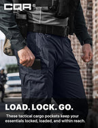 CQR Men's Flex Ripstop Tactical Pants, Water Resistant Stretch Cargo Pants, Lightweight EDC Hiking Work Pants