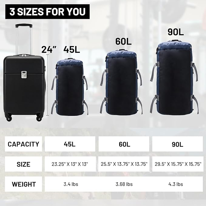 MIER Large Duffel Backpack Sports Gym Bag with Shoe Compartment, Heavy Duty and Water Resistant, Navy Blue, 45L