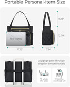 BAGSMART Teacher Tote Bag for Women 15.6in Quilted with Insulated Pocket & Nurse Bag Features (Black)