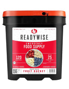 ReadyWise Emergency Food Supply - 120 Servings Fruit Bucket, Nutritious Meals, Dehydrated & Freeze Dried Food for Backpacking, Camping Essentials & Disaster Prepping Supplies, up to 25 Year Shelf Life