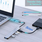 VIENON Aluminum USB C & USB Hub 7-in-1 with USB 3.0, USB-C Ports for PC/Laptops/MacBook Pro/Air/iMac/iPad and More Devices