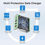 2Pack USB C Fast Charger Block, 60W 5-Port USB C Wall Charger 30W Type C Charging Block, 2USB C+3USB A PPS/PD 3.0 Multiport Charging Cube for iPhone 17 16 15 14 Pro Max,for Galaxy S25 S24 Ultra, i Pad