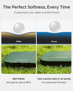 ACACIA 4.3" Thick Self Inflating Sleeping Pad with Foam | Innovative Y-Shaped Telescopic Structure | Ultraportable Camping Mattress | Outdoor Compact Air Mat for Tent Car |