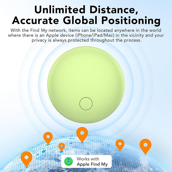 Air Tracker Tags 4-Pack, Item Finders Work for Apple Find My APP(iOS Only) Tracker Tags for Keys, Luggage, Backpack etc,Replaceable Battery Last 1 Year, Loud Beep, IP68 Waterproof with Holder