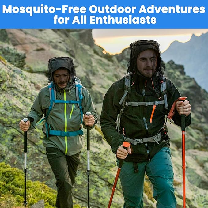 2 Pack GuoluvSoo Mosquito Head Nets with Drawstring, Premium Bug Net for Head, Universal Fit for Hats, Breathable Mosquito Net Hat, Ideal for Outdoor Adventures: Hiking, Camping, Fishing, Gardening