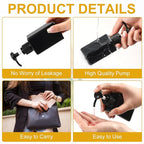 Domensi 24 Pcs 100ml /3.4 oz Pump Bottle Mini Travel Bottles Small Dispenser Containers Plastic Pump Lotion Dispenser Empty Square Travel Size Containers Toiletries (Whole Black)
