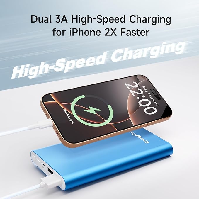 Pilot 4GS Portable Charger 12000mAh Fast Charging Power Bank Dual 3A High-Speed Output Battery Pack Compatible with iPhone 16 15 14 13 12 11 and More (Blue)