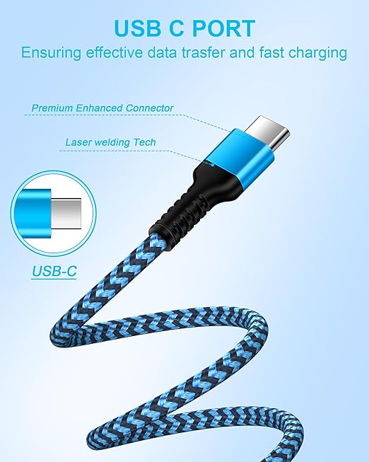 Long Type C Charger Cord 10 Ft for iPhone 17e 17 Pro Max 16e iPhone Air 16 15 Series, Android Phone Accessories C-Type Charging Cord with USB A End, Super Fast Apple Power Cord 10 Foot/2pack