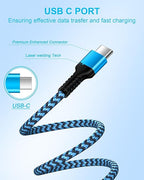USB C Charger 6 Ft, Android C Type Fast Charging Cable for Apple Carplay iPhone 17e 17 Pro Max 17pro, iPhone Air 16e 16 15 Pro Plus, Usba to Usbc Braided Power Cord Long 6 Feet/2pack