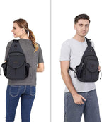 MOSISO Sling Backpack,Canvas Crossbody Hiking Daypack Bag with Anti-theft Pocket, Space Gray