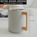 HASTINGS Pour Over Coffee Dripper - Stainless Steel Pour Over Coffee Filter, Metal Paperless Reusable Double Mesh Cone Filter with Wood Handle - Coffee Maker for Single Cup Brew up to 68 OZ (Grey)