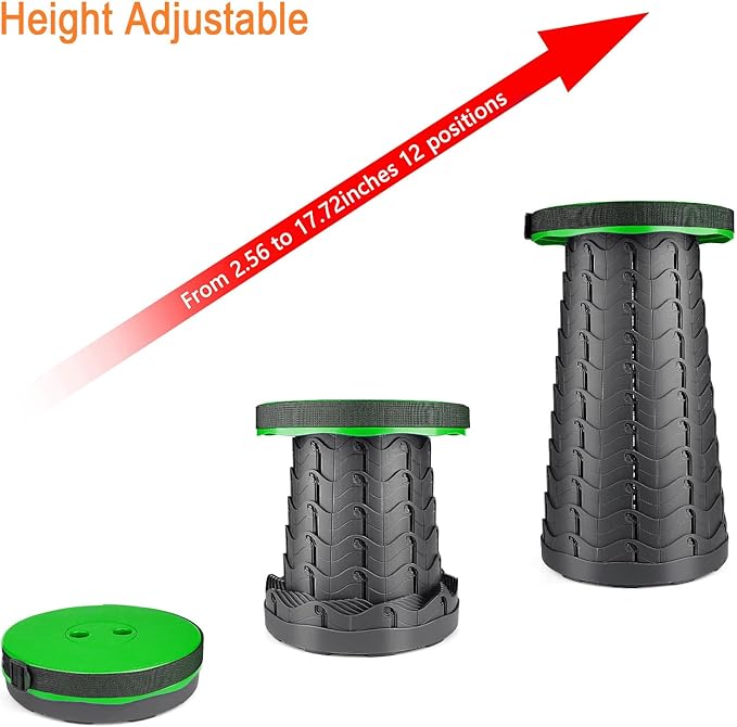 Boreeman Upgraded Folding Stool Lightweight Yet More Sturdy with Load Capacity 400lbs Portable Collapsible Stool for Camping Fishing Hiking BBQ (Green)