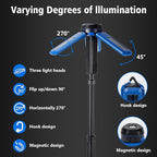 Camping Light Stand with Telescoping Pole - Rechargeable Solar Tent Lamp, Portable Cordless Camping Tent Light with 3 LED Heads, 5 Modes, 82" Tripod