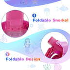 Full Face Snorkel Mask for Kids 4-16, 180 Degree Panoramic View Snorkeling Set Anti-Fog Anti-Leak, Foldable Dry Top Snorkeling Gear for Kids