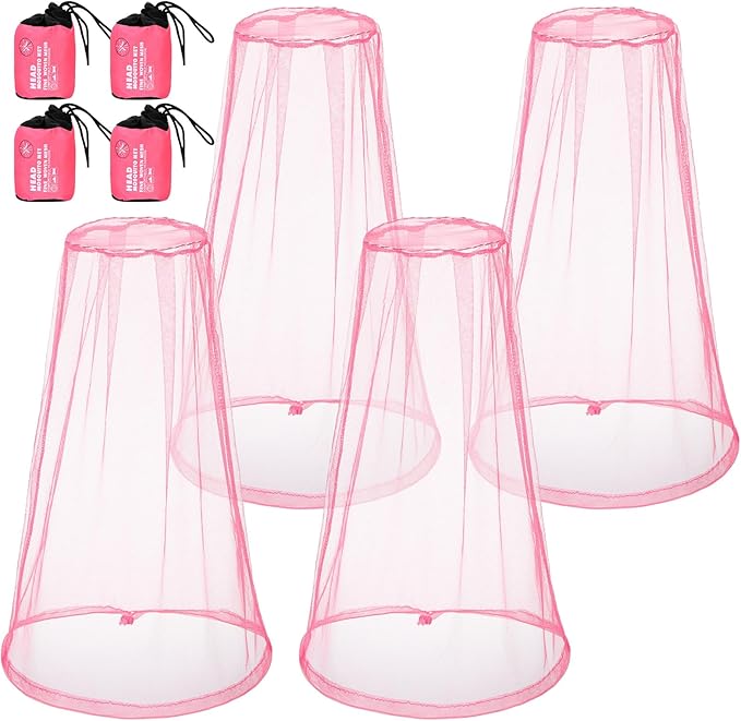 HESTYA 4 Pack Mosquito Bug Net Mesh for Head Mosquito Head Net Face Neck Fly Netting Hood from Insect Bugs Gnats for Outdoor
