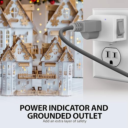Fosmon Grounded Outlet Switch, ON/Off Switch (3 Pack), 3 Prong Plug in Electrical Switch, 245J Single Port Electric Switch Adapter Surge Protector, Power Switch Outlet Extender, White, ETL Listed
