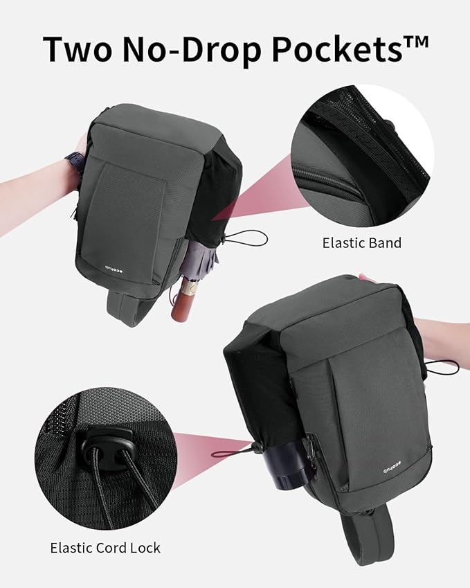 ECOHUB Crossbody Bags for Women Men, Anti-Theft RFID Blocking Roomy Sling Backpack with Sturdy SBS Zippers Water Resistant Chest Shoulder Bag Daypack with 9 Pockets Travel Hiking, Grey