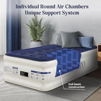 Air Mattress Twin with Built-in Pump, Blow Up Mattress with Soft Flocked Top, Leakproof Inflatable Mattress, Foldable Waterproof Air Bed for Home, Guests, Camping, with Storage Bag