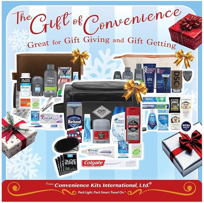 Convenience Kits International Men’s Premium 15-Piece Assembled Travel Kit Featuring: Gillette and Barbasol Shave Products