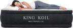 King Koil Full Size Plush Pillow Top Inflatable Air Mattress with Built-in Pump High-Speed Pump for Home, Camping, Guests, Luxury Double High Adjustable Blow Up Bed, Waterproof, 1-Year Warranty.
