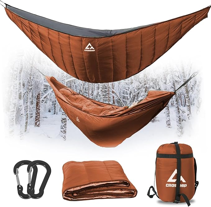 Hammock Underquilt for Camping Hammock - Brown - Full Length Camping Quilt for Lightweight Soft Warm 3-4 Seasons 41-68°F, for Hiking Backpacking Traveling Beach (Hold Up to 500lbs)