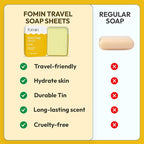 FOMIN - Antibacterial Paper Soap Sheets Tin for Traveling - (300 Sheets) Variety Pack (Unscented, Lemon, Lavender) Portable Travel Hand Soap Sheets, Dissolvable Mini Camping Hand Soap for Hand Washing