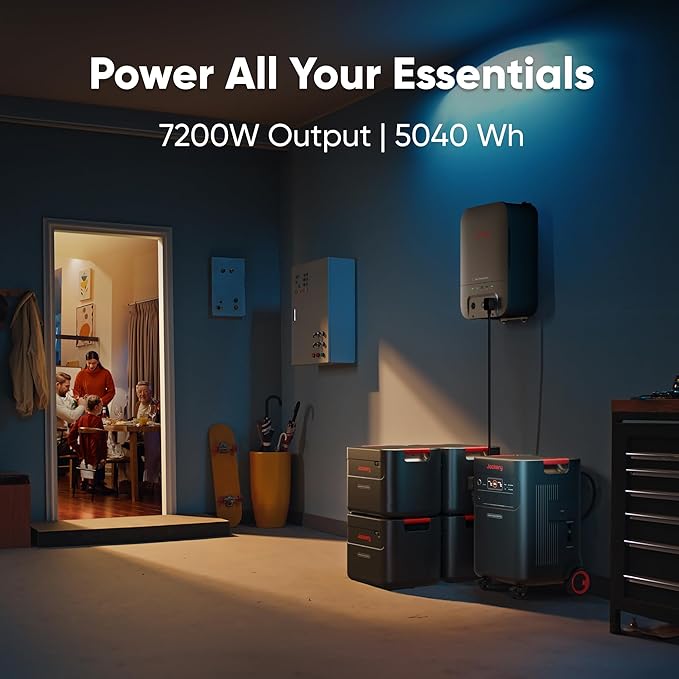 Jackery Solar Generator 5000 Plus Portable Power Station with AC Cable, 5000Wh LiFePO4, 7200W 120V/240V AC Output, Expandable to 60kWh, Essential Home Backup for Power Outages (Solar Panel Optional)