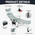 2-in-1 Reclining Camping Chair, Portable Folding Beach Lounge Chair with Footrest & Adjustable Backrest, Comfortable Lawn Chair for Adults Heavy Duty with Cup Holder for Outdoor Poolside Sports