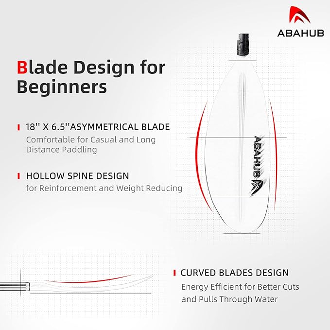 Abahub Kayak Paddle, 90.5 Inches Kayaking Oars for Boating, Canoeing with Free Paddle Leash, Aluminum Alloy Shaft Black/Blue/Green/Orange/Yellow Plastic Blades