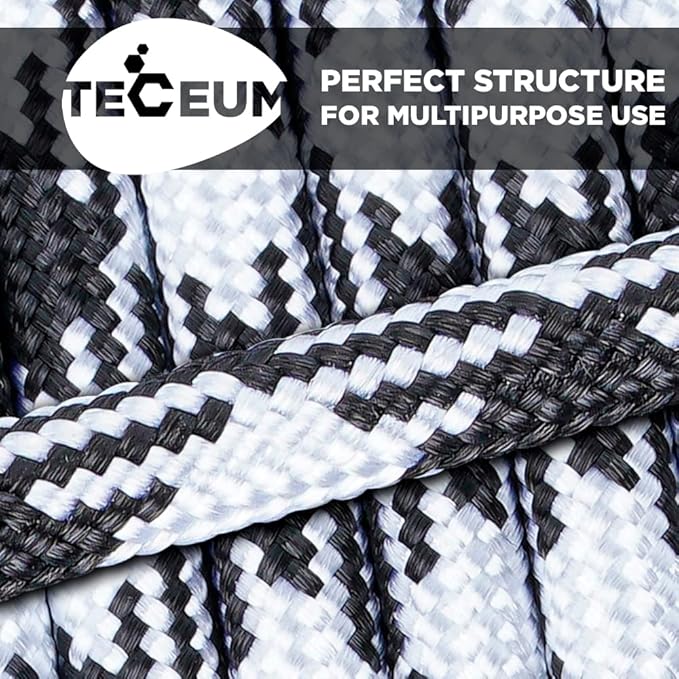 TECEUM 5/32" Paracord Rope 1000 – 1000ft / 200ft / 100ft / 50ft – Tactical Parachute Cord 4mm – 45+ Colors – Nylon String for Survival & Camping Gear – Stripe Cord for Survival – Utility Rope