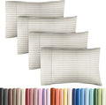 Pillowcases - Ultra Soft Hotel Quality Pillowcase Covers - Comfy, Cozy & Wrinkle Free - Shrinkage and Fade Resistant - Machine Washable Pillow Protectors - (King, Beige Stripes 2, 4 Piece Set)
