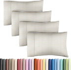 Pillowcases - Ultra Soft Hotel Quality Pillowcase Covers - Comfy, Cozy & Wrinkle Free - Shrinkage and Fade Resistant - Machine Washable Pillow Protectors - (Queen, Beige Stripes 2, 4 Piece Set)