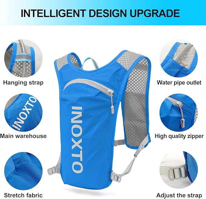 INOXTO Running Hydration Vest Backpack,Lightweight Insulated Pack with 1.5L Water Bladder Bag Daypack for Hiking Trail Running Cycling Race Marathon for Women Men