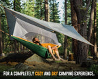 XL 2 Person Camping Hammock with Mosquito Net & Rain Fly - Compact Double Hammock with Bug Net, Tarp, Pocket, Tree Straps & Heavy Duty Carabiners - Parachute Grade Nylon Holds Over 600lbs
