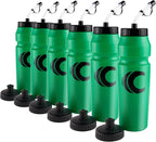 Cannon Sports 1 Liter Sports Water Bottle, BPA-Free, 34 Oz Capacity, Large Mouth, 2 lids (Straw and Squeeze), Great For Helmet Sports Such As Hockey, Lacrosse, Football, Boxing (6 Pack) (Green)